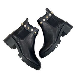 KARL LAGERFELD Leather Lug Sole Booties